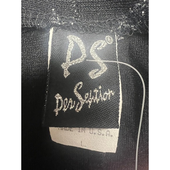 Vintage 90s Black Silver Sparkle Floral Maxi Dress Large Stretch Wedding Glam - Picture 5 of 11